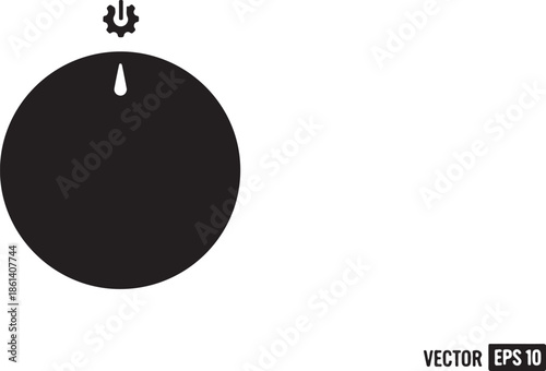 Black control dial with gear icon