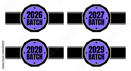 Batch 2026, 2027, 2028, 2029 badge label vector on transparent background