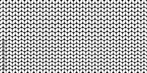 Close up view of a black and white knitted fabric texture