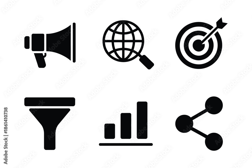 Fototapeta premium Digital marketing and business analytics icons for advertising