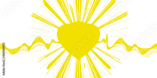 Abstract vector background illustration of a light bulb shaped like a yellow summer sun with orange sunbeams to symbolise hot sunny weather and bright nature design