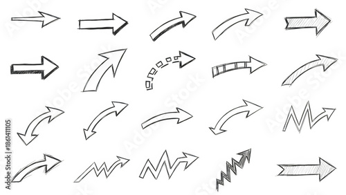 A collection of white arrows on transparent background for business presentations and infographics