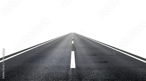 Tableau sur toile Empty asphalt road with white markings and vanishing point in the distance with