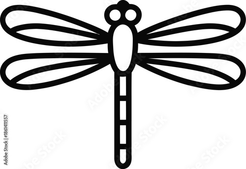 Minimalist Black Silhouette Dragonfly Vector Graphic Icon Perfect for Nature and Insect Themes