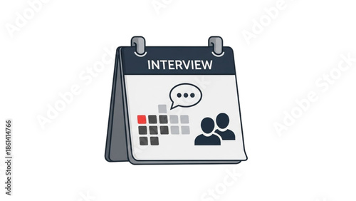 Professional interview planning calendar icon for job applicant scheduling, human resources, and recruitment process management