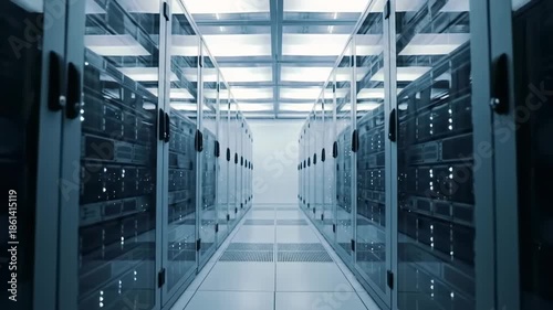 Servers Housed in a Corridor, Data Center