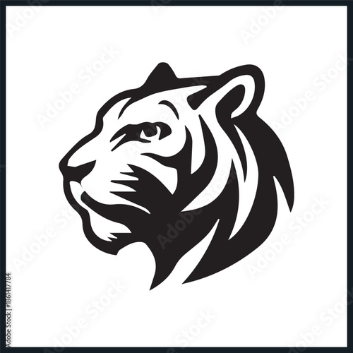Black tribal tiger head vector logo for tattoo and wildlife art