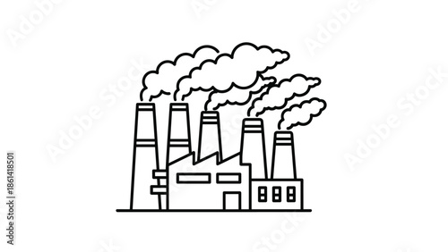 Industrial factory with smokestacks emitting smoke, Generative AI.