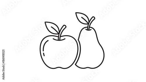 Fresh apple and pear illustration for healthy eating and nutrition, Generative AI.