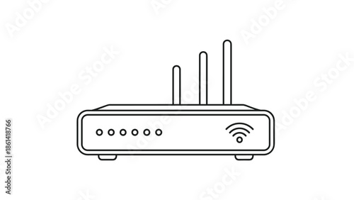 Modern wireless router with antennas for strong internet connection, Generative AI.