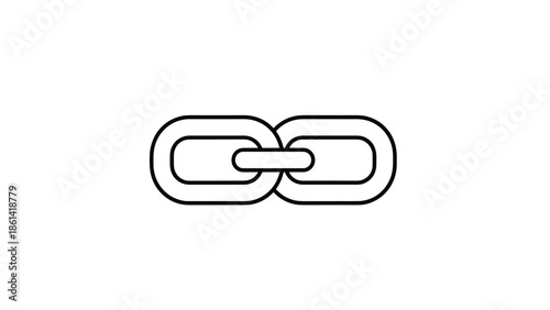 Simple black chain link on white background, Generative AI.