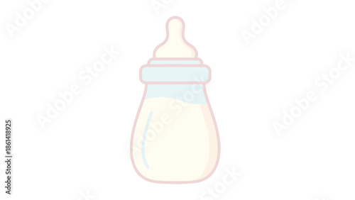Baby bottle with milk and blue band, Generative AI.