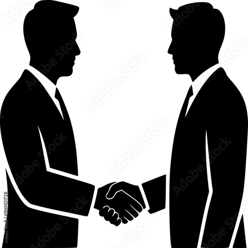 Businesspeople shaking hands in office setting