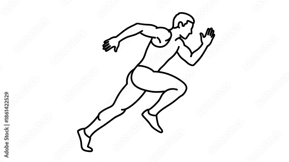 Fototapeta premium Man running in dynamic motion with arms outstretched