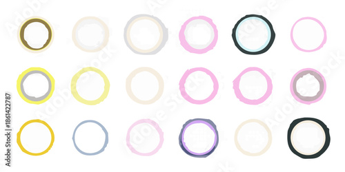 An arrangement of colorful translucent rings against a black background