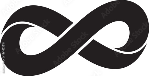 Black infinity symbol on white