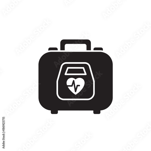 First aid kit icon in simple flat design with black color on white background for medical emergency