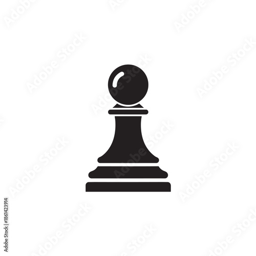 Chess Pawn Icon in Simple Monochrome Style with Black Color on White Background for Strategy