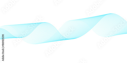 Abstract cyan blue wave lines with smooth gradient fade on white, combined with neon cyan and white flowing frequency curves on black for futuristic technology and business vector design.