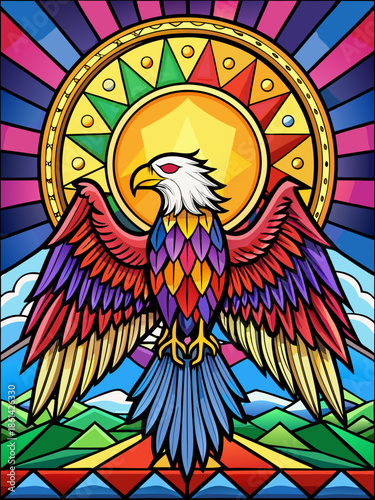 owl and moon, full body, stained glass style, rainbow color, vector, tattoo, pattern, illustration, design, skull, art, tribal, flower, ornament, decoration, face, mask, black, halloween, head, heart,