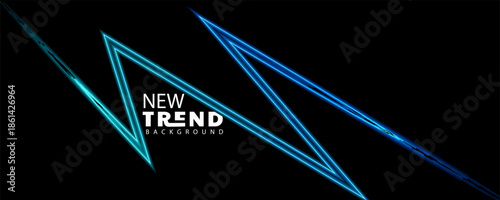 Glowing blue neon triangles on dark background