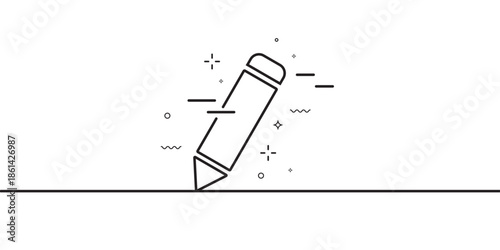 Minimalist Line Art Pencil Drawing Design  Creativity Concept