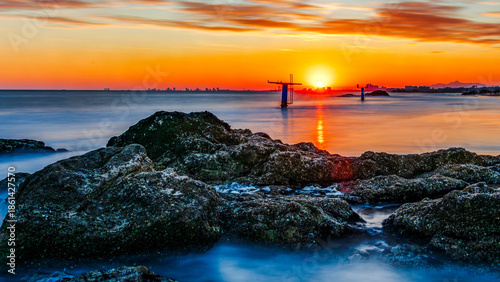 sunset over the bay