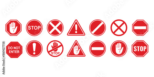 Collection of traffic and warning signs Vector
