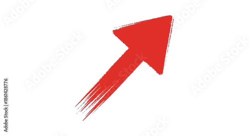 A vibrant red brushstroke arrow pointing upwards suggesting direction progress or a call to action