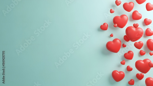 Happy valentines day wishes with red hearts on pastel background