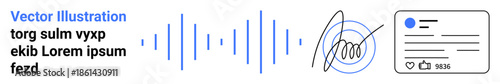 Digital security, identity verification, authentication, data privacy, biometrics, documentation. Sound waves, signature user profile. Digital security and identity verification concept