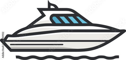 Modern eco-friendly electric speedboat with green energy symbol vector