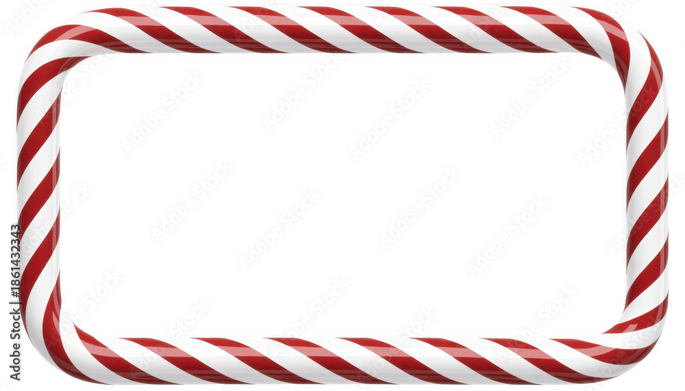 Obraz premium Red and white candy cane border frame striped isolated on a transparent background
