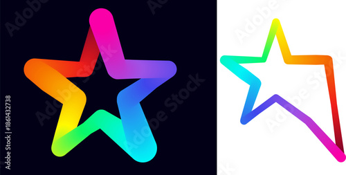 rainbowcolored star shapes on black and white backgrounds