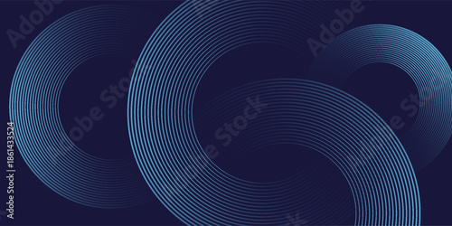 Abstract blue background with blue glowing diagonal geometric lines. Modern shiny blue rounded rectangle lines pattern. Minimalist graphic design. Futuristic technology concept