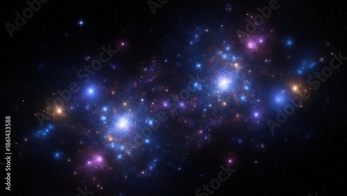 Vibrant cosmic scene with stars and galaxies in deep space