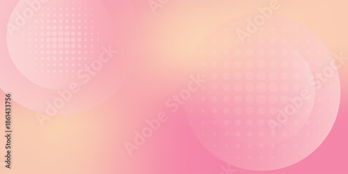 Minimalist banner background, pastel colorful, pink and yellow gradations. Circle effect style geometric, abstract background. Eps 10.