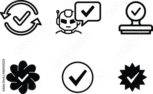 check mark icons for approval and confirmation