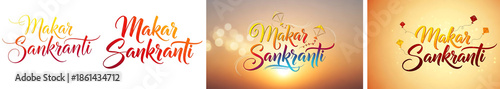 Makar sankranti greeting card design with colorful text