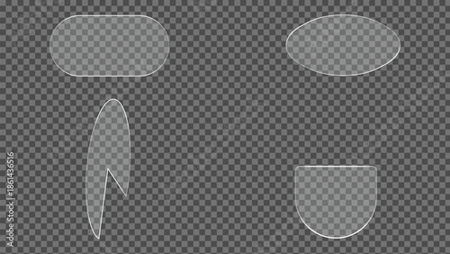 Vector art of various shapes on a transparent background with gray fill