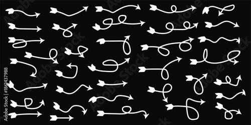 White arrows on black background Vector