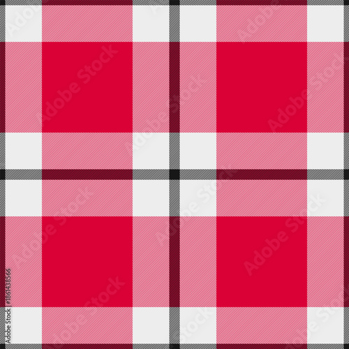 Skirt tartan texture vector, christmas pattern plaid textile. Living room seamless check fabric background in red and white colors.