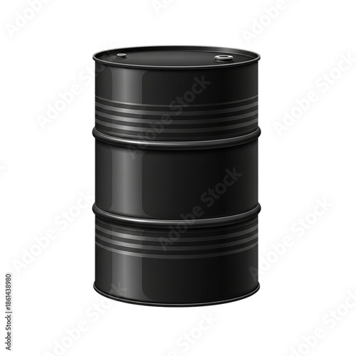 Classic black oil drum with clipping path on transparent background