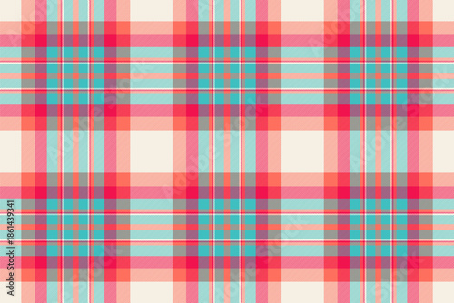 Clan plaid pattern seamless, modern background textile check. Material fabric vector texture tartan in linen and red colors.