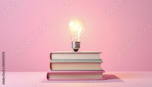 Creative Education Concept with Light Bulb and Books
