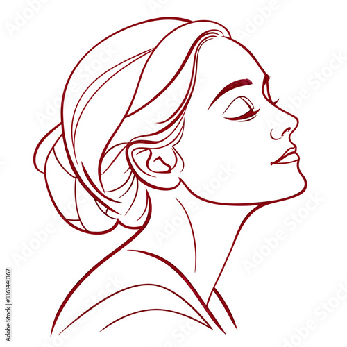 Continuous Single Line Drawing of a Woman Profile Portrait