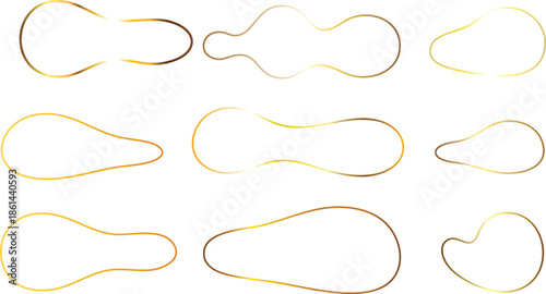 abstract shapes with smooth curves and rounded edges in gold color