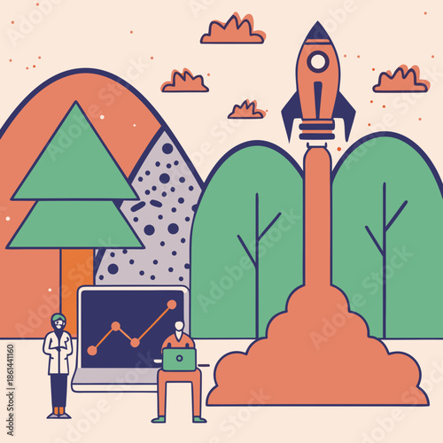 Entrepreneurship and Innovation Themed Abstract Vector Shapes for Modern Startup Visuals