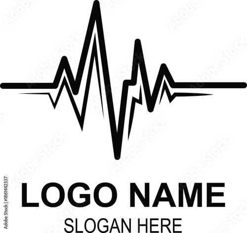 ecg heart rate logo template with slogan