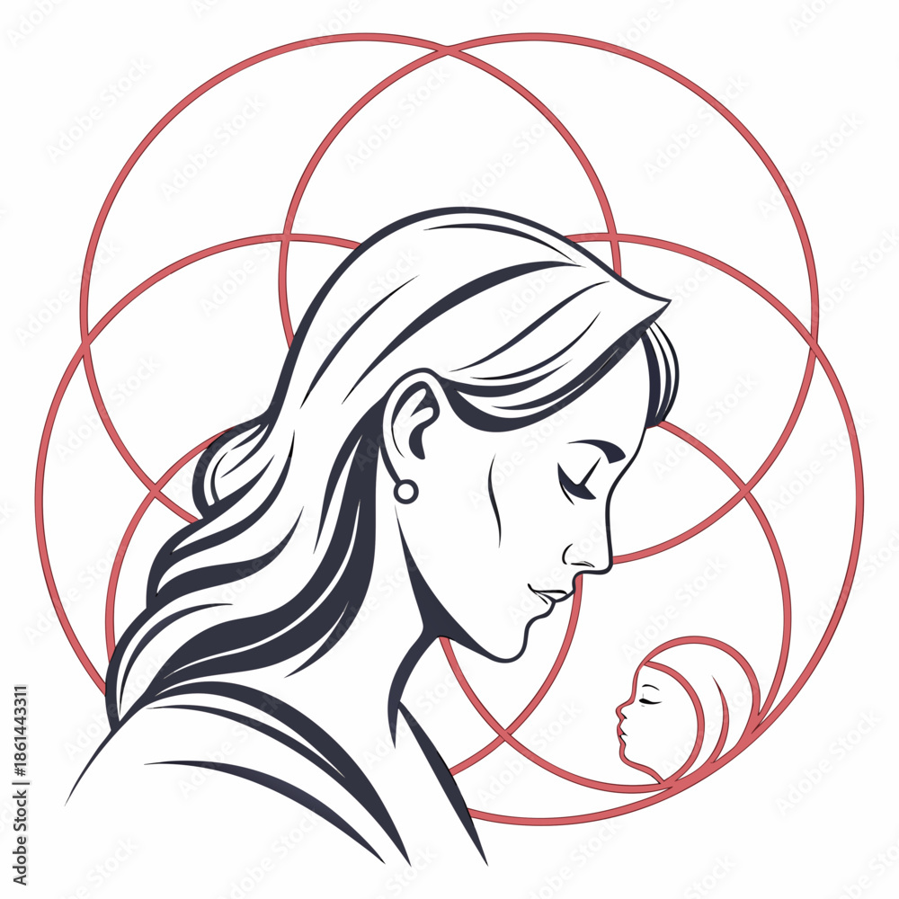 Naklejka premium Motherhood and Care Abstract Minimalist Vector Symbol